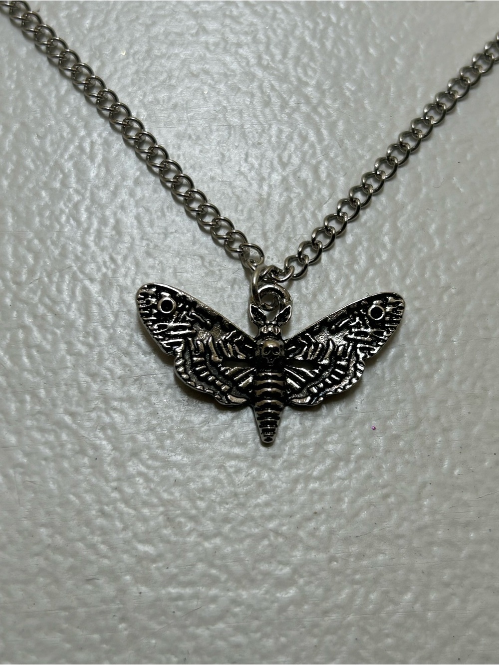 Silver Tone Death Moth Pendant Necklace - Women's Jewelry